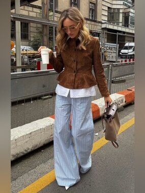 100% SUEDE LEATHER FLARED HEM JACKET